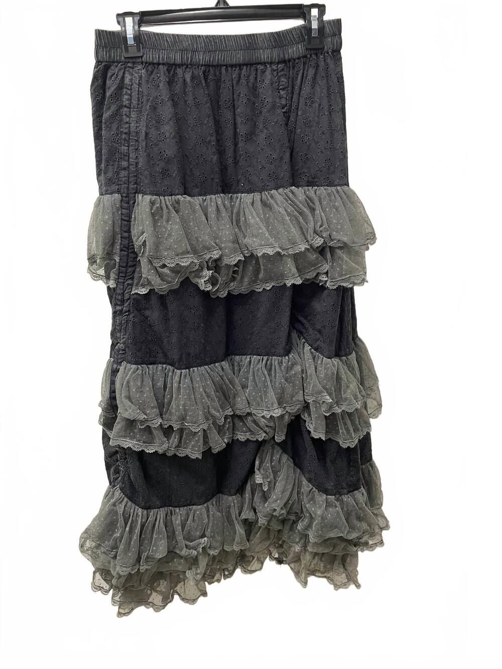 NEW PAPERLACE women's lacy tier dream cinch skirt in black
